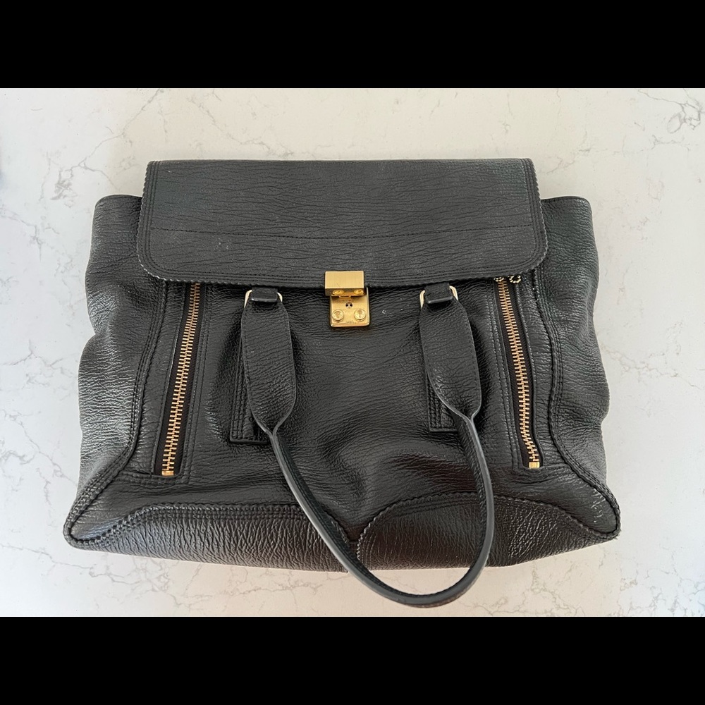 3.1 Phillip Lim Large Black Pebbled Pashli Bag